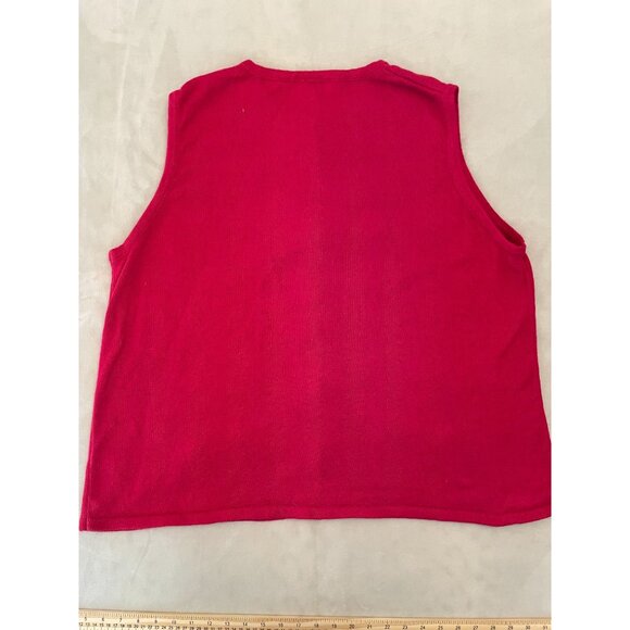 Quacker Factory Women's Christmas Sweater Vest 2X Red Beaded Sequin Trees - Picture 2 of 7